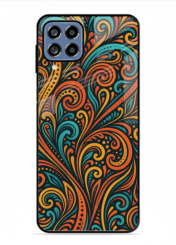 Ornate Floral Swirls decorative floral pattern Samsung M53 5G glass back cover