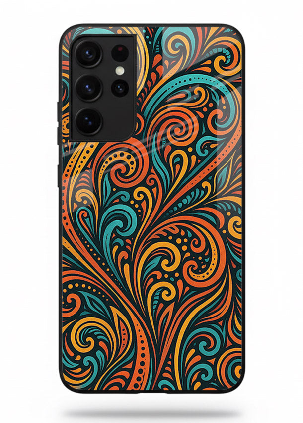 Ornate Floral Swirls decorative floral pattern Samsung S21 Ultra glass back cover