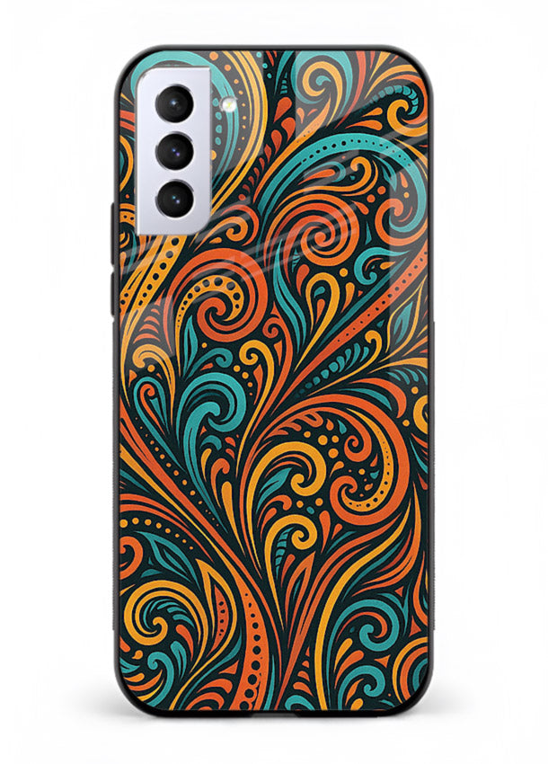 Ornate Floral Swirls decorative floral pattern Samsung S21 Plus glass back cover