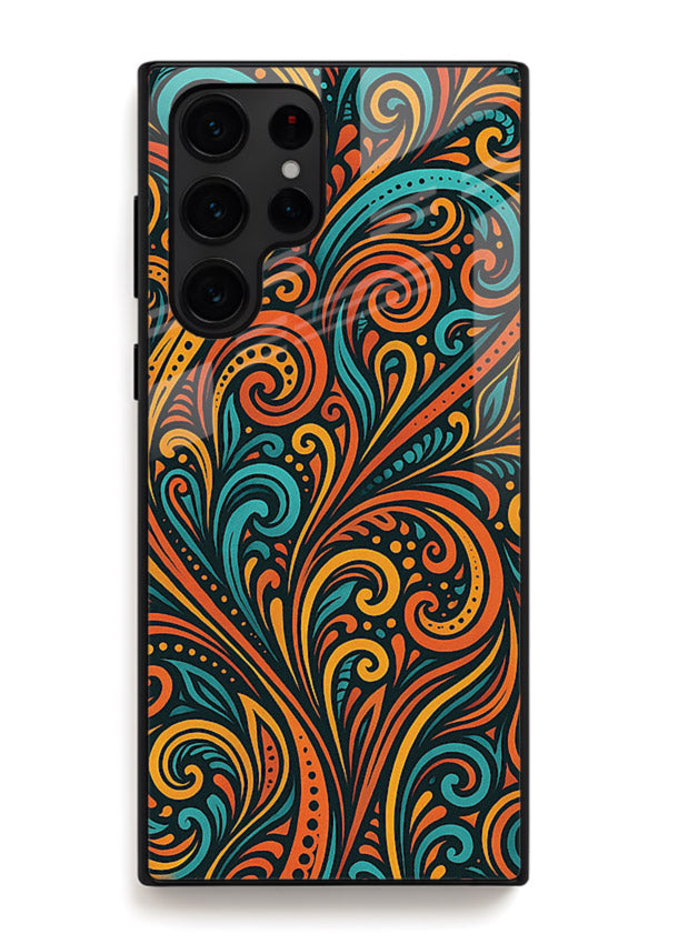 Ornate Floral Swirls decorative floral pattern Samsung S22 Ultra glass back cover