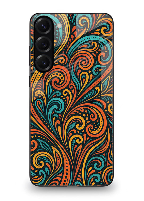 Ornate Floral Swirls decorative floral pattern Samsung S23 Plus glass back cover