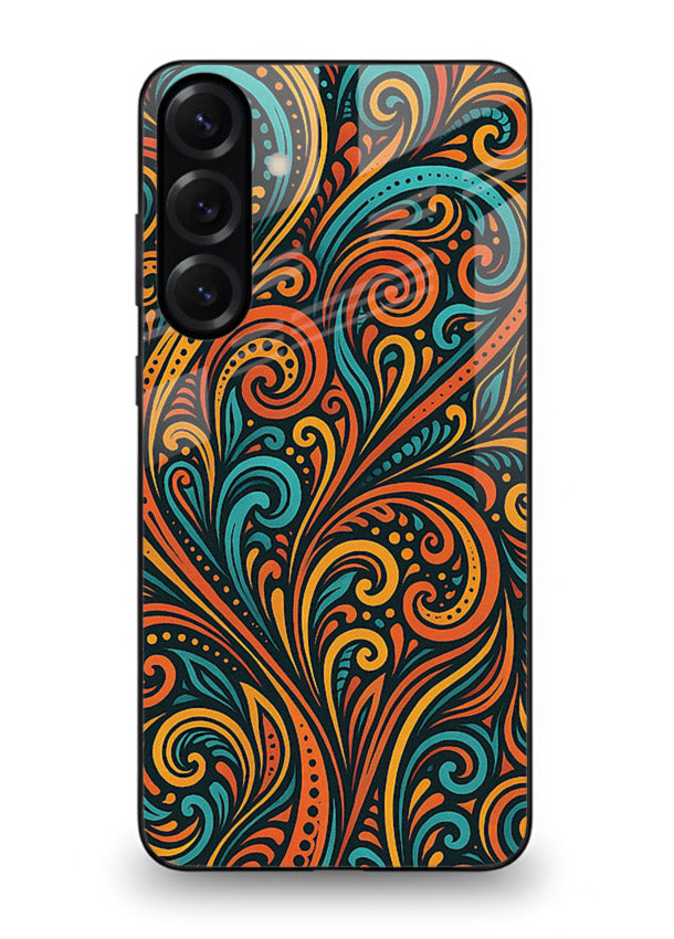 Ornate Floral Swirls decorative floral pattern Samsung S24 FE glass back cover