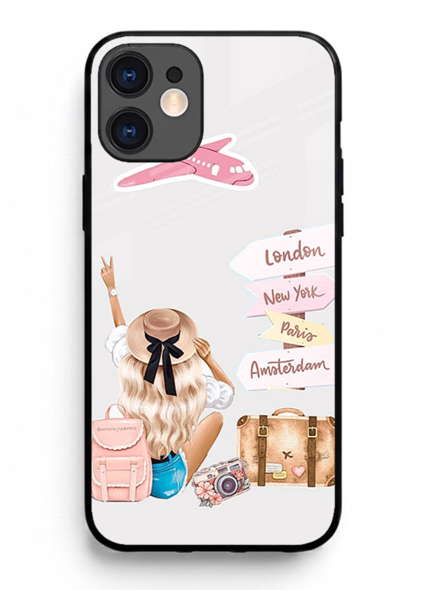 Packing Essentials Illustration cute artwork iphone 12 glass back cover
