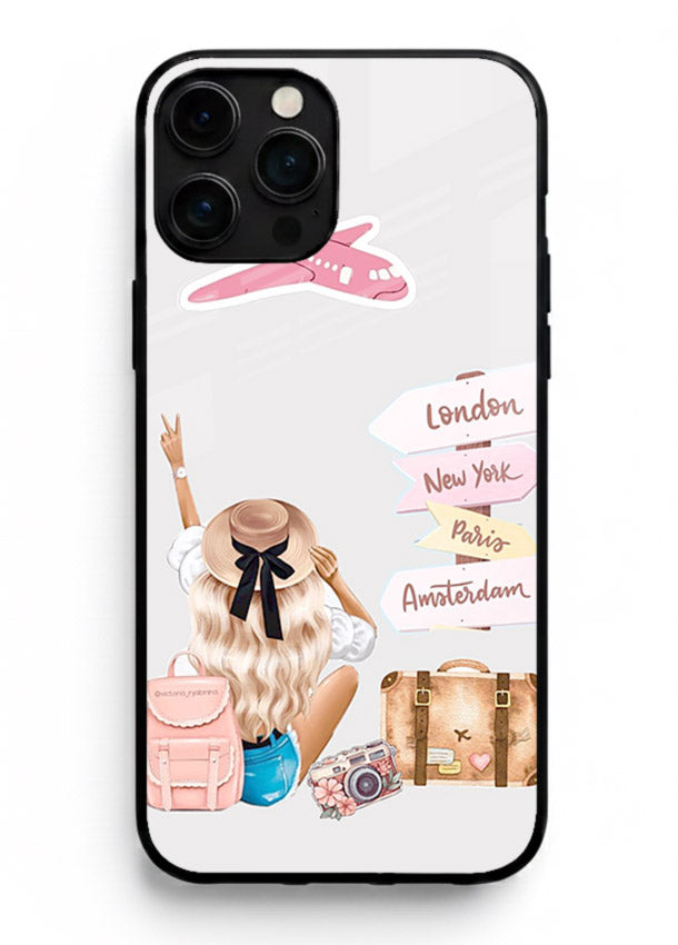 Packing Essentials Illustration cute artwork iphone 12 pro max glass back cover