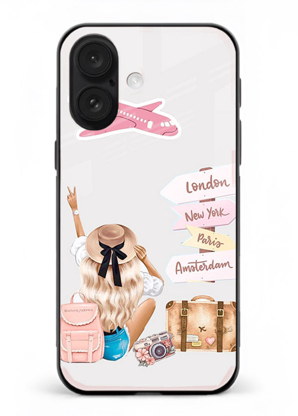 Packing Essentials Illustration cute artwork iphone 18 glass back cover