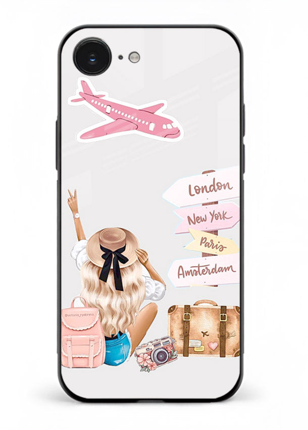Packing Essentials Illustration cute artwork iphone 16e glass back cover