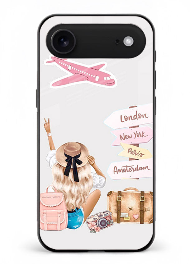 Packing Essentials Illustration cute artwork iphone 18 air glass back cover