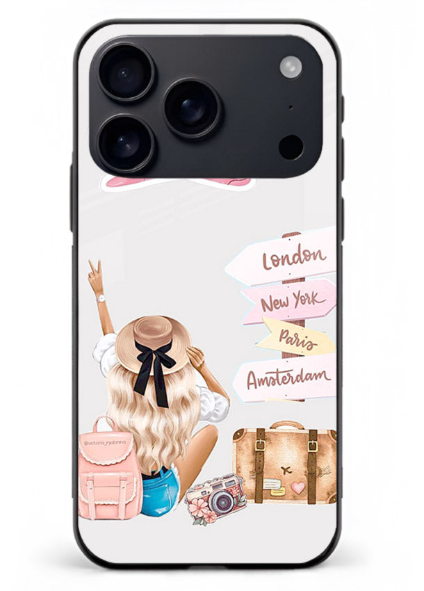 Packing Essentials Illustration cute artwork iphone 17 pro max glass back cover