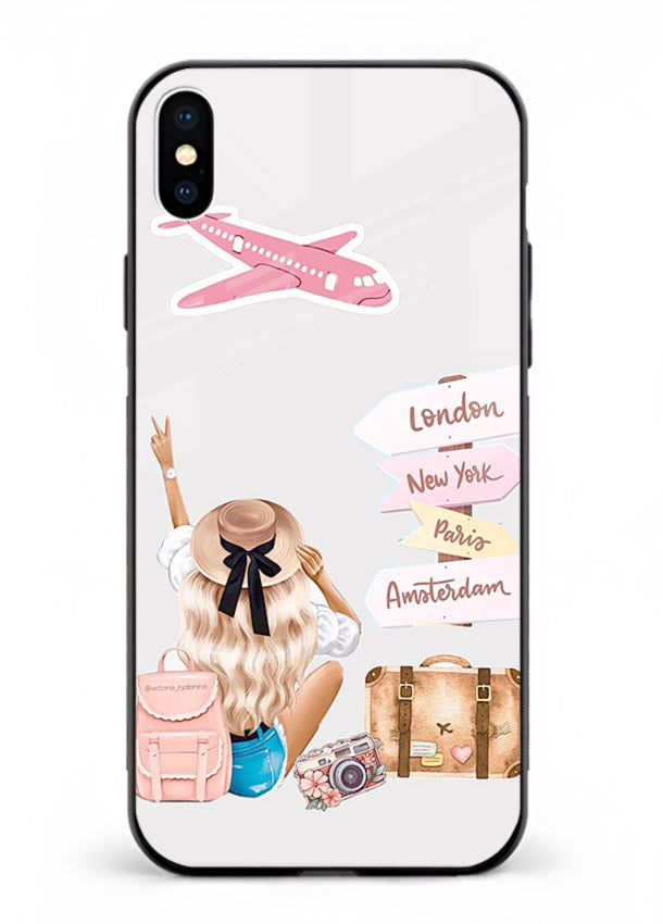 Packing Essentials Illustration cute artwork iphone xs max glass back cover