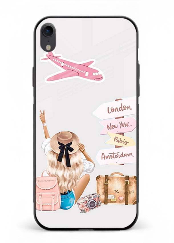 Packing Essentials Illustration cute artwork iphone xr glass back cover