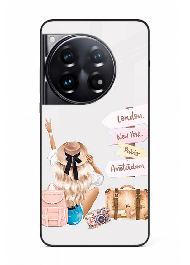 Packing Essentials Illustration cute artwork OnePlus 12 glass back cover