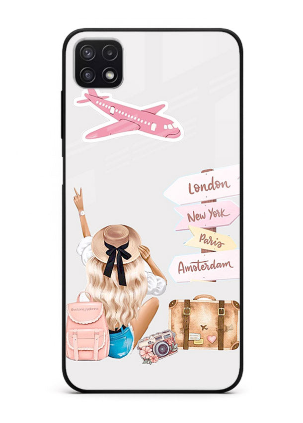 Packing Essentials Illustration cute artwork Samsung A22 5G glass back cover
