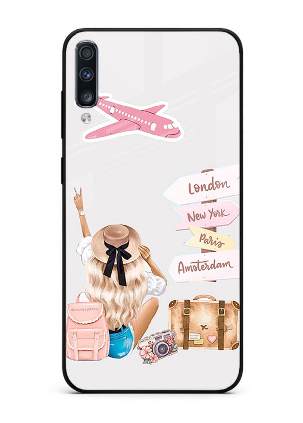 Packing Essentials Illustration cute artwork Samsung A70 glass back cover