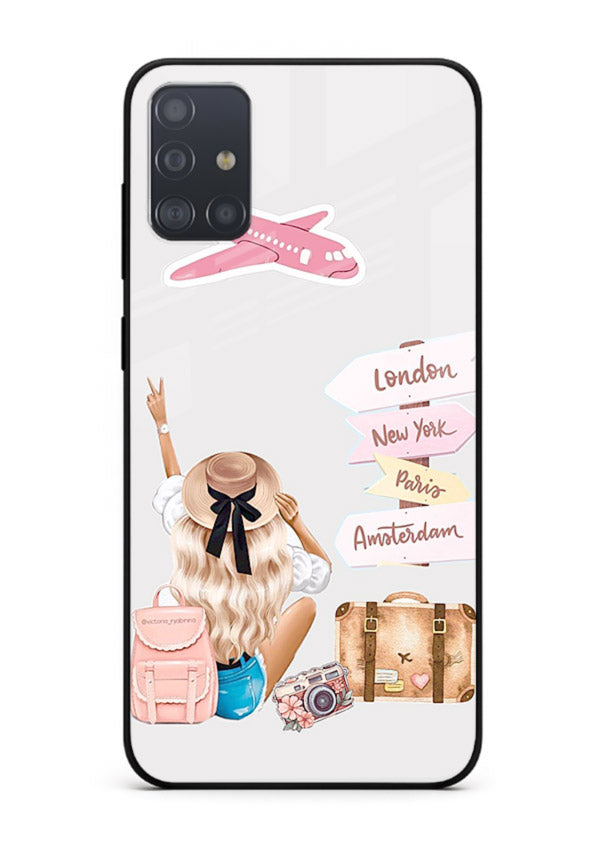Packing Essentials Illustration cute artwork Samsung A71 glass back cover
