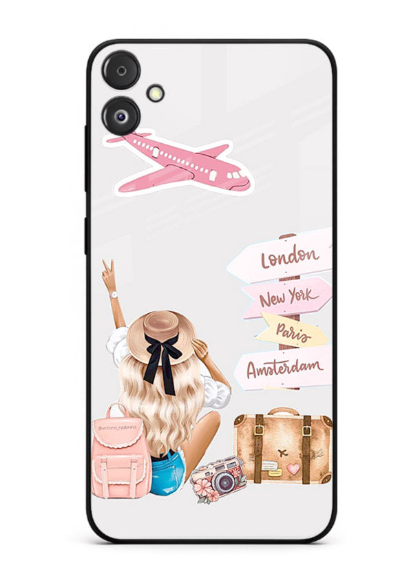 Packing Essentials Illustration cute artwork Samsung F14 5G glass back cover
