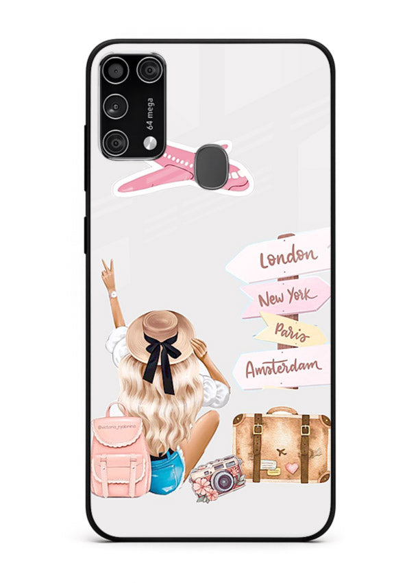 Packing Essentials Illustration cute artwork Samsung M31 Prime glass back cover