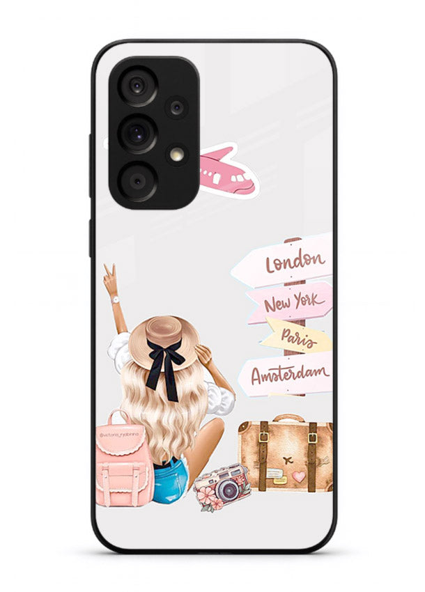 Packing Essentials Illustration cute artwork Samsung A33 5G glass back cover