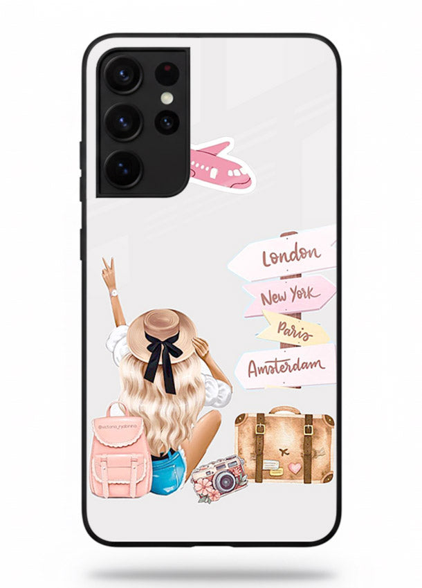Packing Essentials Illustration cute artwork Samsung S21 Ultra glass back cover