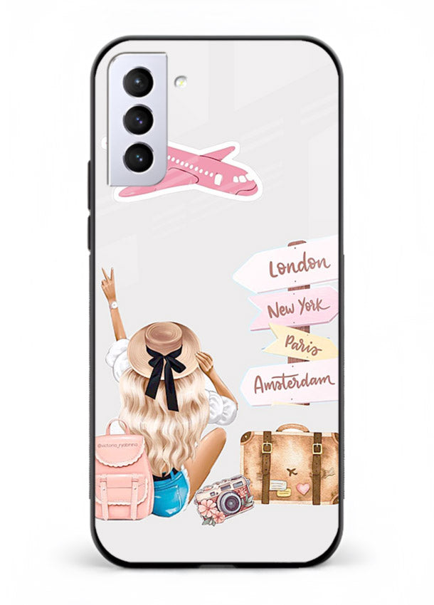 Packing Essentials Illustration cute artwork Samsung S21 FE glass back cover