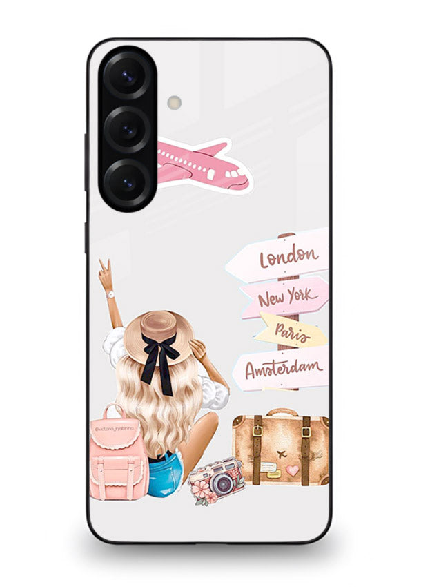 Packing Essentials Illustration cute artwork Samsung A54 5G glass back cover
