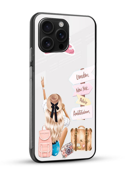 Packing Essentials Illustration cute artwork glossy vibrant premium glass back cover - Angle Side