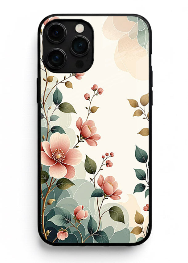 Pastel painted bouquet artwork on iphone 11 pro max glass back cover with soft artistic textures.