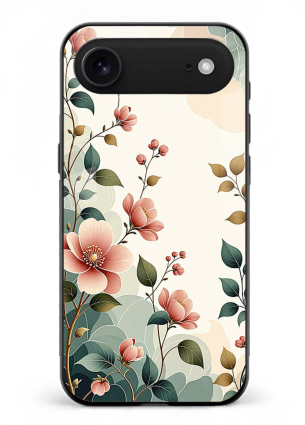 Pastel painted bouquet artwork on iphone 18 air glass back cover with soft artistic textures.