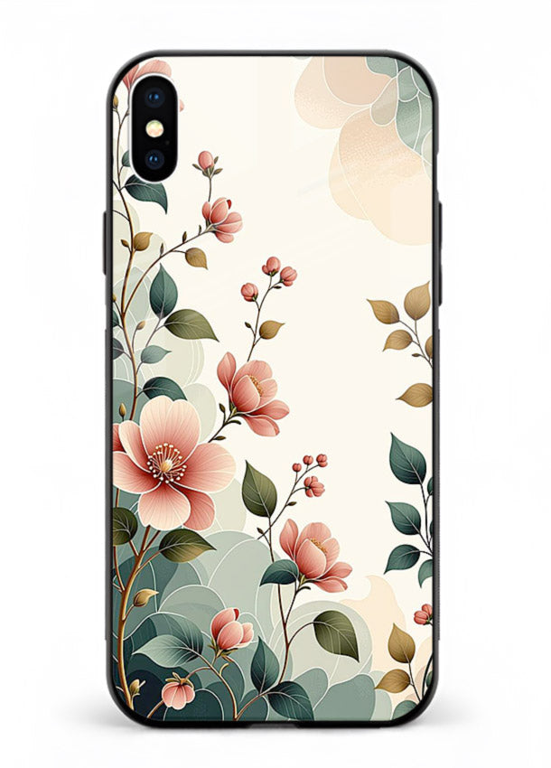 Pastel painted bouquet artwork on iphone xs max glass back cover with soft artistic textures.