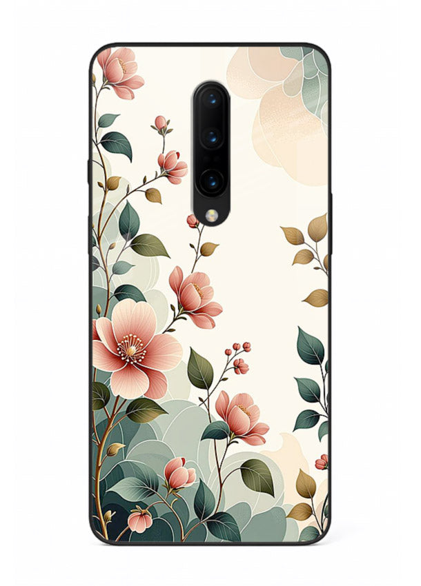 Pastel painted bouquet artwork on OnePlus 7 Pro glass back cover with soft artistic textures.