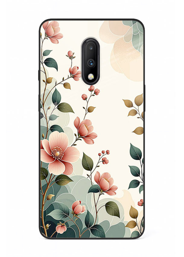 Pastel painted bouquet artwork on OnePlus 7 glass back cover with soft artistic textures.