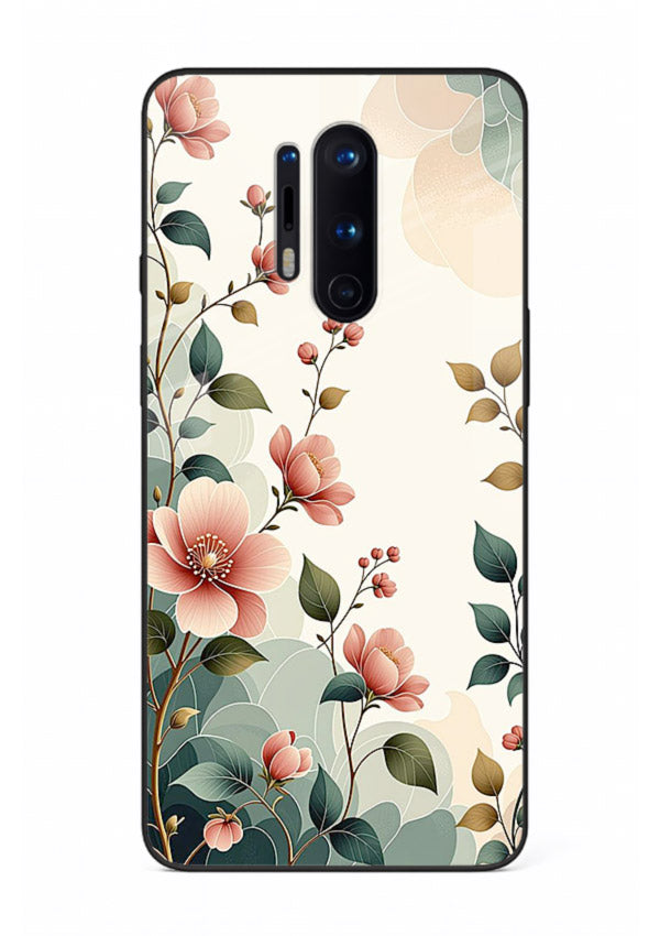 Pastel painted bouquet artwork on OnePlus 8 Pro glass back cover with soft artistic textures.