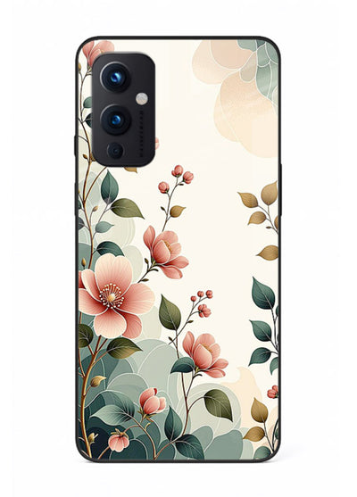 Pastel painted bouquet artwork on OnePlus 9 Pro glass back cover with soft artistic textures.