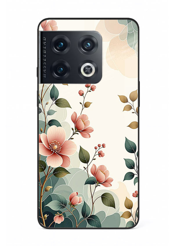 Pastel painted bouquet artwork on OnePlus 10 Pro glass back cover with soft artistic textures.