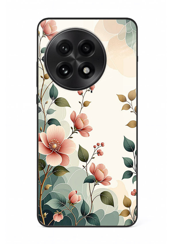 Pastel painted bouquet artwork on OnePlus 13R glass back cover with soft artistic textures.
