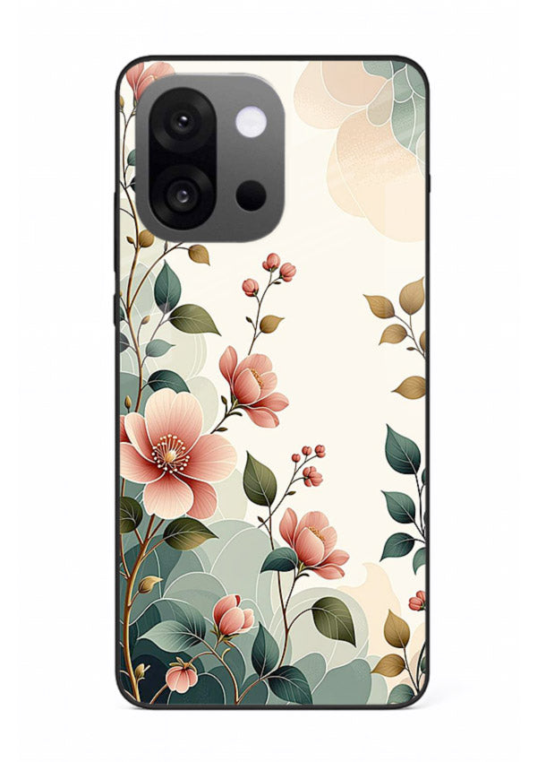 Pastel painted bouquet artwork on OnePlus 13s glass back cover with soft artistic textures.