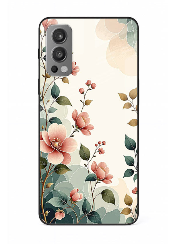 Pastel painted bouquet artwork on OnePlus Nord 2 glass back cover with soft artistic textures.