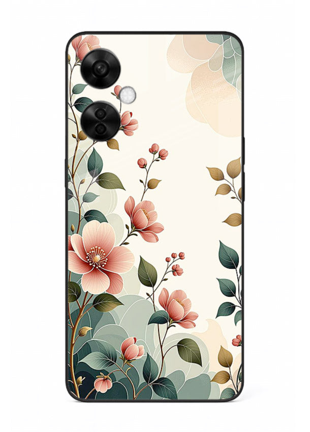 Pastel painted bouquet artwork on OnePlus Nord CE3 Lite glass back cover with soft artistic textures.