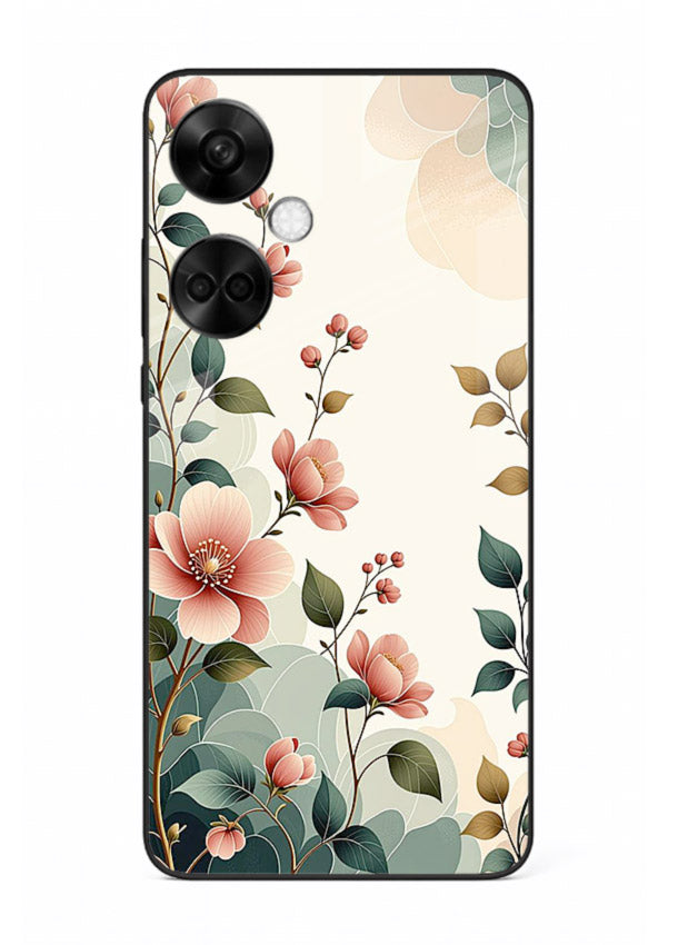 Pastel painted bouquet artwork on OnePlus Nord CE3 glass back cover with soft artistic textures.