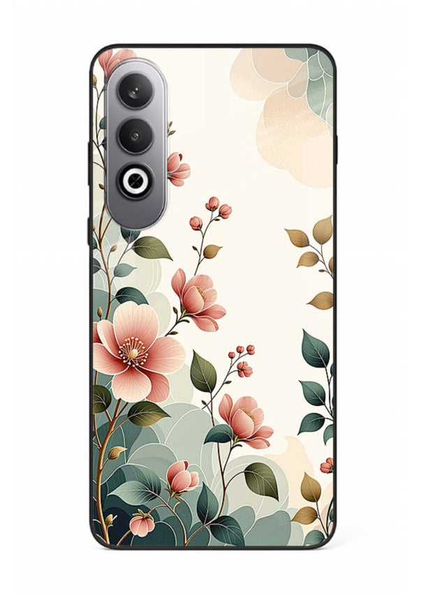Pastel painted bouquet artwork on OnePlus Nord CE4 glass back cover with soft artistic textures.
