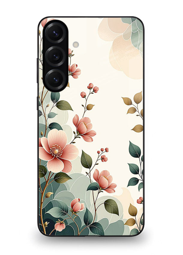Pastel painted bouquet artwork on Samsung A16 5G glass back cover with soft artistic textures.