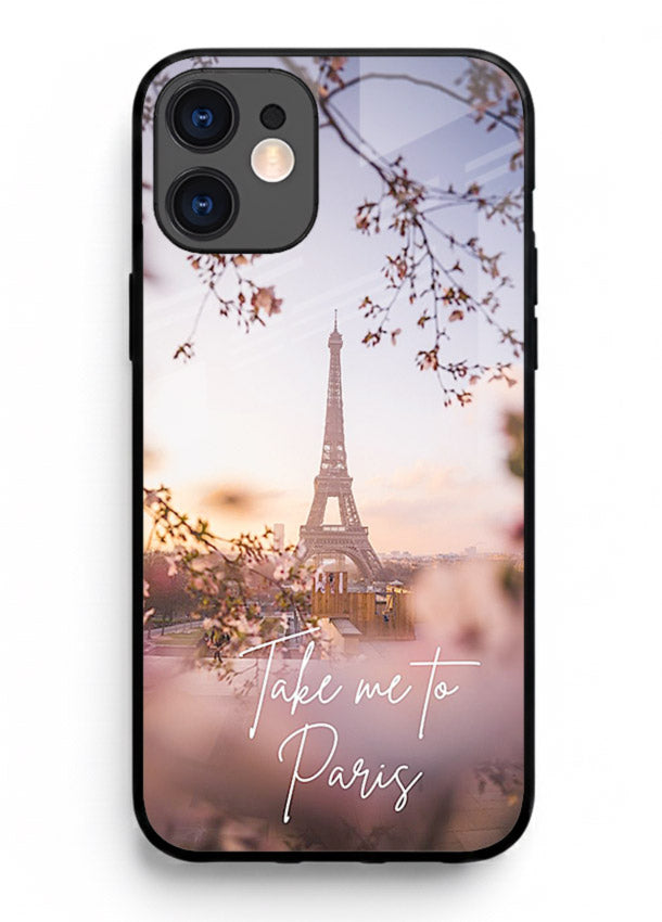 Paris Dream Sunset Eiffel Tower artwork iphone 12 mini glass back cover
