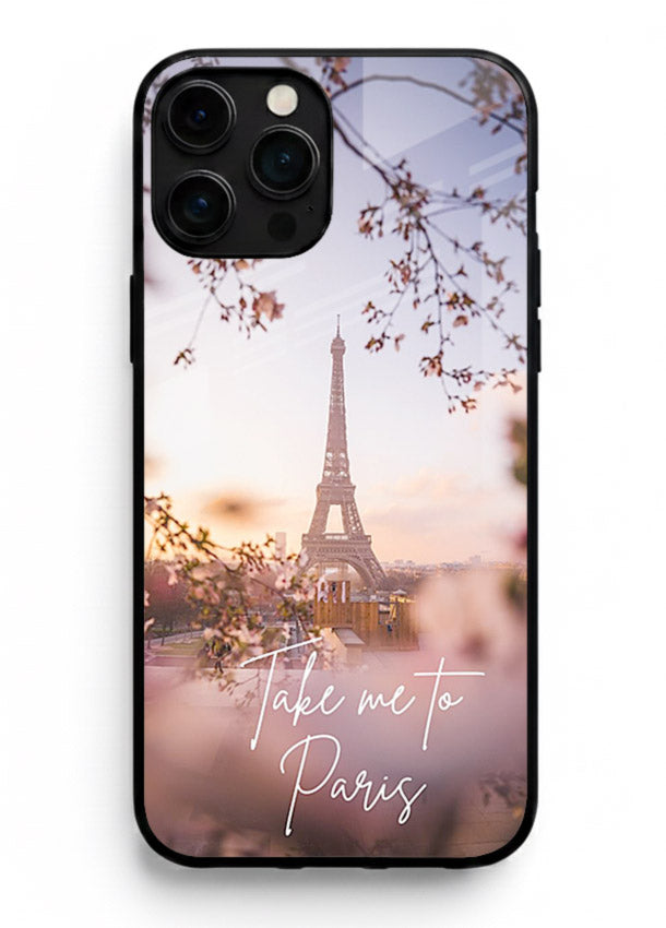 Paris Dream Sunset Eiffel Tower artwork iphone 11 pro max glass back cover