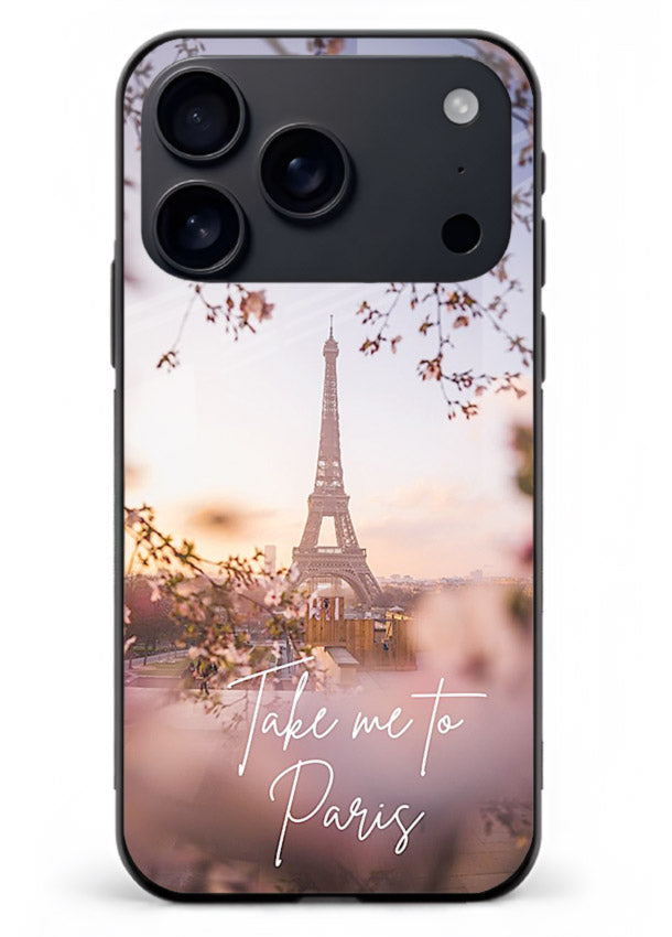 Paris Dream Sunset Eiffel Tower artwork iphone 18 pro max glass back cover