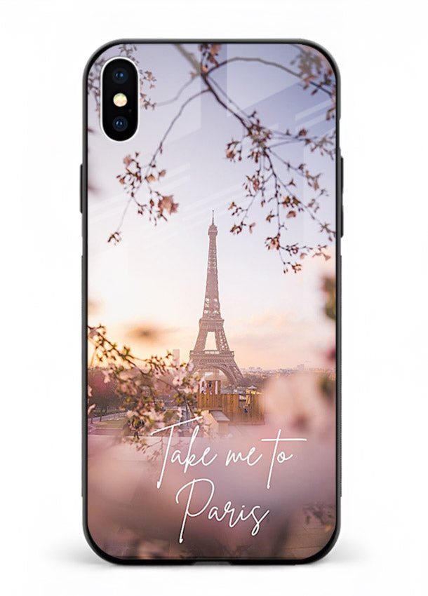 Paris Dream Sunset Eiffel Tower artwork iphone xs max glass back cover