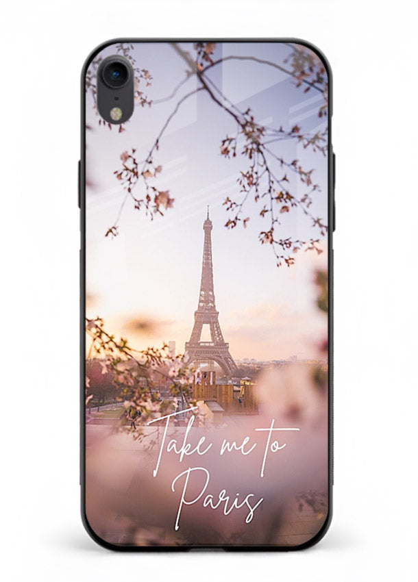 Paris Dream Sunset Eiffel Tower artwork iphone xr glass back cover