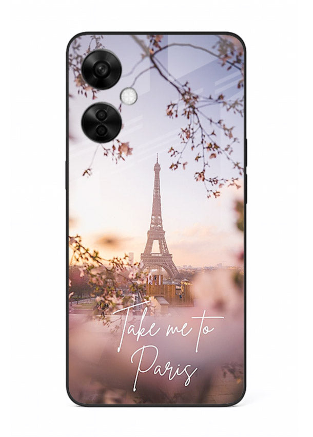 Paris Dream Sunset Eiffel Tower artwork OnePlus Nord CE3 Lite glass back cover