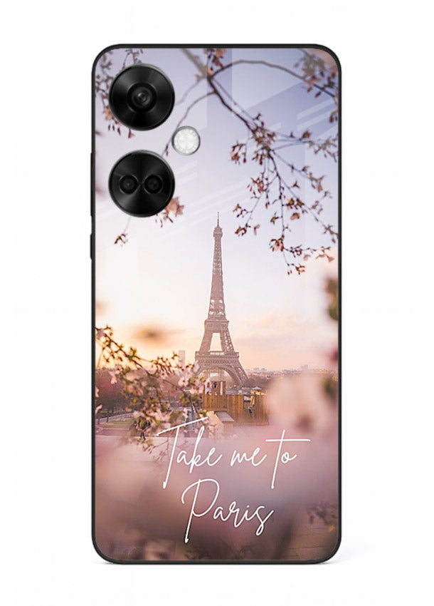 Paris Dream Sunset Eiffel Tower artwork OnePlus Nord CE3 glass back cover
