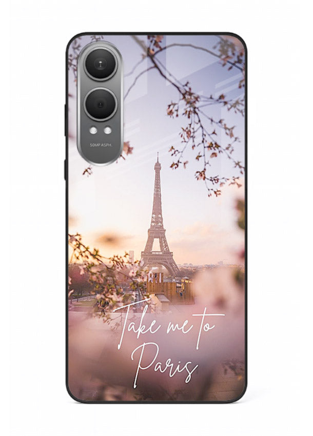 Paris Dream Sunset Eiffel Tower artwork OnePlus Nord CE4 Lite glass back cover