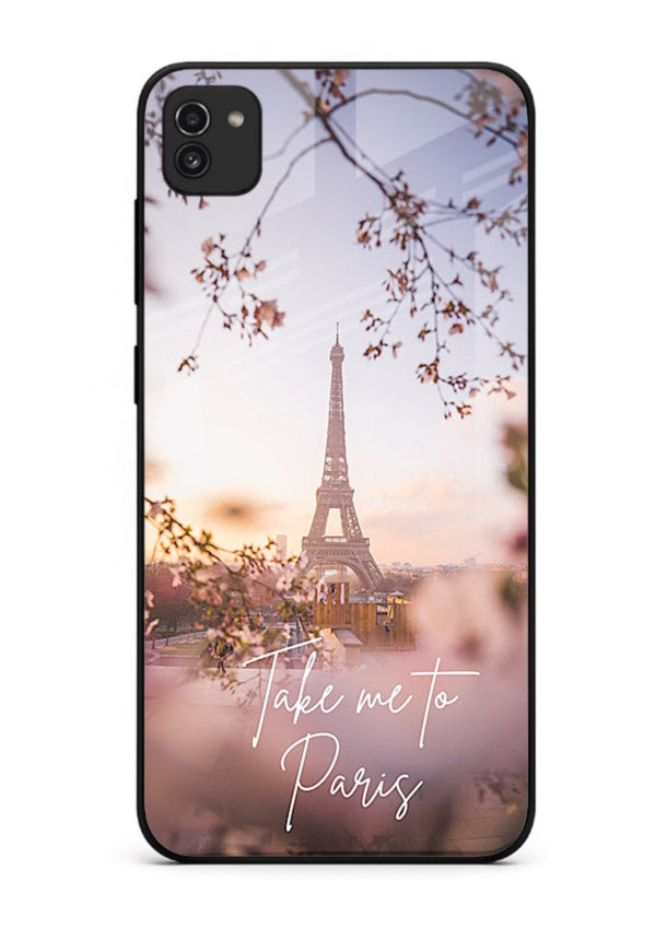 Paris Dream Sunset Eiffel Tower artwork Samsung A03 glass back cover