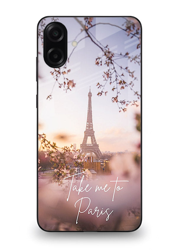 Paris Dream Sunset Eiffel Tower artwork Samsung A06 5G glass back cover